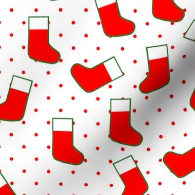 Red Christmas Stockings with Red Dots 