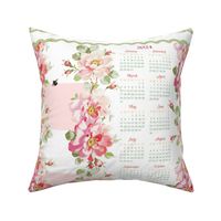 Rosewitha peony 2024 Calendar Tea Towel 