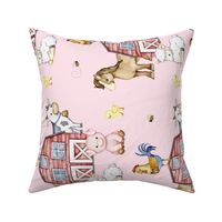 Farm Animals Barn Pink  Baby Girl  Nursery Rotated 90