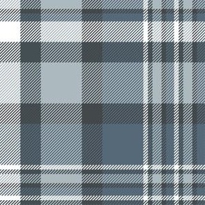 6" Plaid in muted blue, grey and white