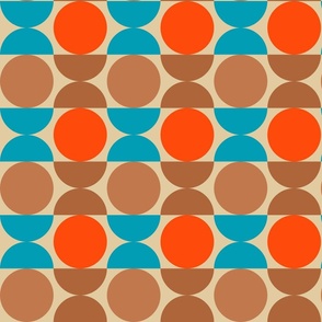 Retro orange, blue and brown geometric