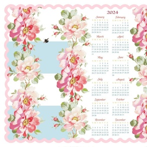 Rosewitha aqua 2024 Calendar Tea Towel 