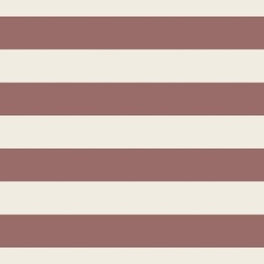 large scale // 2 color stripes - copper rose pink_ creamy white - simple horizontal 1 inch stripe