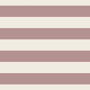 large scale // 2 color stripes - creamy white_ dusty rose pink - simple horizontal 1 inch stripe