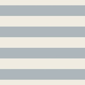 2 color stripes - creamy white_ french grey blue - simple horizontal 1 inch stripe