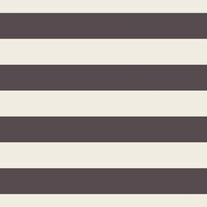 large scale // 2 color stripes - creamy white_ purple brown - simple horizontal 1 inch stripe