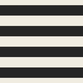 large scale // 2 color stripes - creamy white_ raisin black - black and white simple horizontal 1 inch stripe