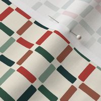 Holiday Checkerboard Grid in Emerald and Mint Green, Crimson Red on Ivory Cream