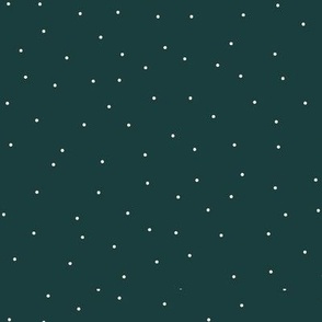 Snow Dots in Evergreen Dark Emerald Green