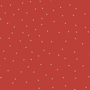 Snow Dots in Off-white on Bright Red