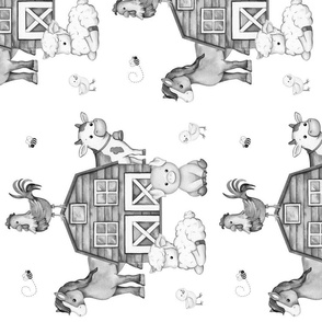 Farm Animals Barn Gray  Baby Neutral  Nursery Rotated 90