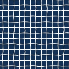 indigo crisscrossed pattern - indigo blue checkered fabric and wallpaper