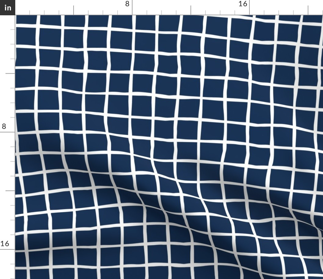 indigo crisscrossed pattern - indigo blue checkered fabric and wallpaper