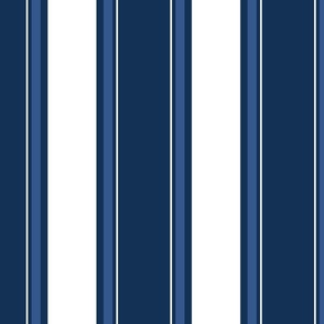 indigo classic stripe - large blue and white stripes -  indigo coastal wallpaper and fabric