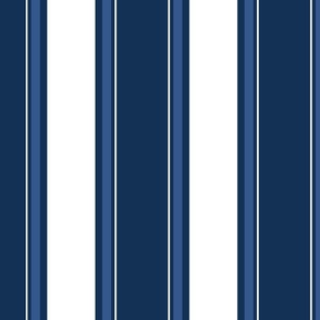 indigo classic stripe - blue and white wide stripes -  indigo coastal wallpaper and fabric