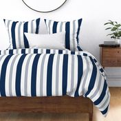 indigo classic stripe - large and thin blue stripe on white -  indigo coastal wallpaper and fabric