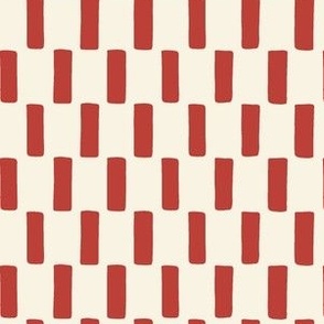 Holiday Block Geometric Checker in Bright Red on Ivory