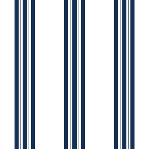 indigo classic stripe - thin and medium lines blue and white - indigo coastal wallpaper and fabric