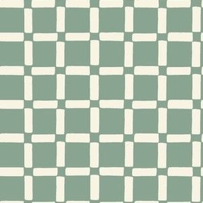 Holiday Checkerboard Grid in Ivory Cream and Mint Green