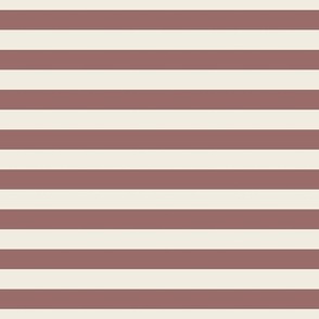 medium scale // 2 color stripes - copper rose pink_ creamy white - simple horizontal // half inch stripe