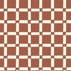 Holiday Checkerboard Grid in Ivory Cream and Sienna Brown