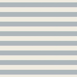 medium scale // 2 color stripes - creamy white_ french grey blue - simple horizontal // half inch stripe