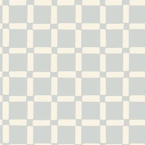 Holiday Checkerboard Grid in Ivory Cream and Light Blue
