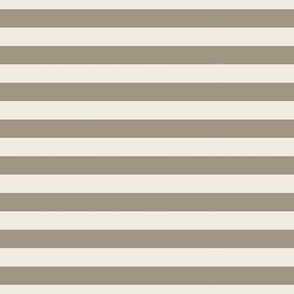 medium scale // 2 color stripes - creamy white_ khaki brown - simple horizontal // half inch stripe