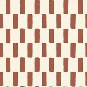 Holiday Block Geometric Checker in Sienna Brown on Ivory