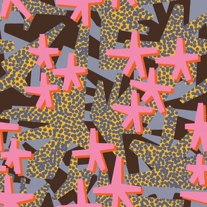 Vibrant Stars Camo Pattern in Pink, Black, and Blue