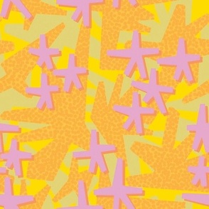 Vibrant Stars Camo Pattern in Citrus Yelow, Orange, and Lime