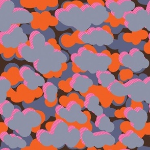 Vibrant Clouds Camo Pattern in Storm Grey, Red, and Black