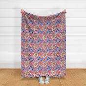 Vibrant Abstract Wild Flowers Camo in Red, White and Blue and Pink