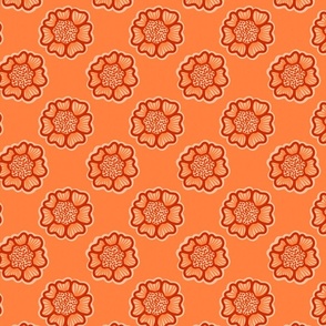 Vibrant Wildflower Garden Graphic Repeat Pattern in Orange
