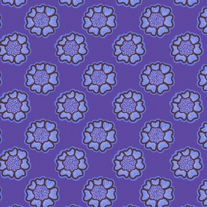 Vibrant Wildflower Garden Graphic Repeat Pattern in Blue