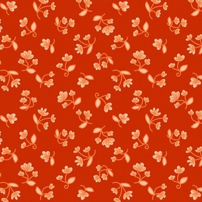 Vibrant Tiny Flower Field Graphic Pattern in Peach and Red