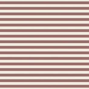small scale // 2 color stripes - copper rose pink_ creamy white - simple horizontal // quarter inch stripe