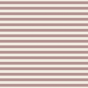 small scale // 2 color stripes - creamy white_ dusty rose pink - simple horizontal // quarter inch stripe