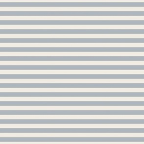 small scale // 2 color stripes - creamy white_ french grey blue - simple horizontal // quarter inch stripe