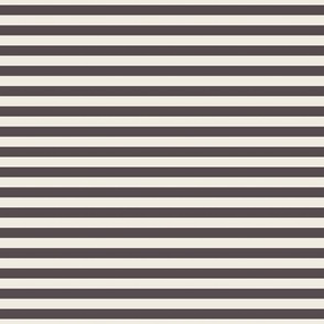 small scale // 2 color stripes - creamy white_ purple brown - simple horizontal // quarter inch stripe