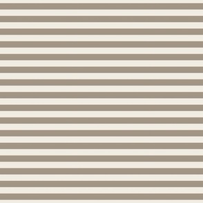 small scale // 2 color stripes - creamy white_ khaki brown - simple horizontal // quarter inch stripe