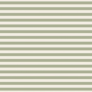 small scale // 2 color stripes - creamy white_ light sage green - simple horizontal // quarter inch stripe