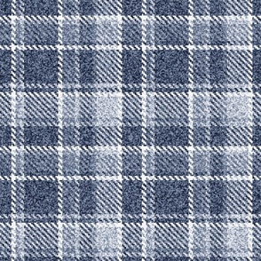 Woolly Tweed Bouclé Tartan Plaid Color Blue Grey