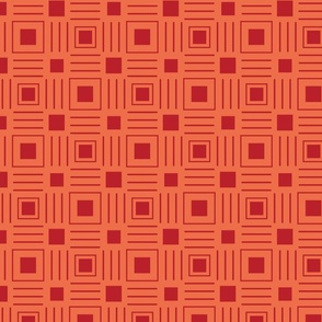 Squares Red on Orange