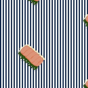 sashimi on navy and white stripe