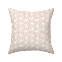 Small Scale Playful Paisley Bandana White on Blush