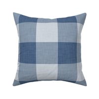 Denim Blue- Gingham- Extra Large- 4 Inches- Buffalo Plaid- Vichy Check- Neutral Checked- Linen Texture- Fall- Autumn-Thanksgiving- Cozy Cottage- Cottagecore- Winter- Neutral Blue