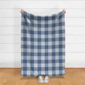 Denim Blue- Gingham- Extra Large- 4 Inches- Buffalo Plaid- Vichy Check- Neutral Checked- Linen Texture- Fall- Autumn-Thanksgiving- Cozy Cottage- Cottagecore- Winter- Neutral Blue