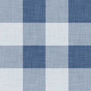 Denim Blue- Gingham- Large- 2 Inches- Buffalo Plaid- Vichy Check- Neutral Checked- Linen Texture- Fall- Autumn-Thanksgiving- Cozy Cottage- Cottagecore- Winter- Neutral Blue