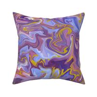 Fantasy Unicorn with Gold Silk Marble - Lilac Purple, Cornflower Blue, and Soft Pink Liquid Paint Pattern